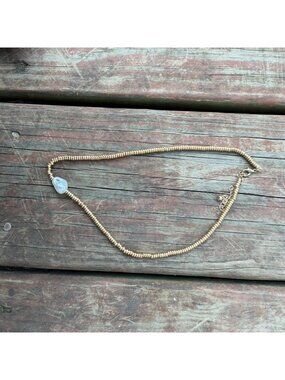 Gold Beaded Necklace With Pearl Accent & Adjustable Chain